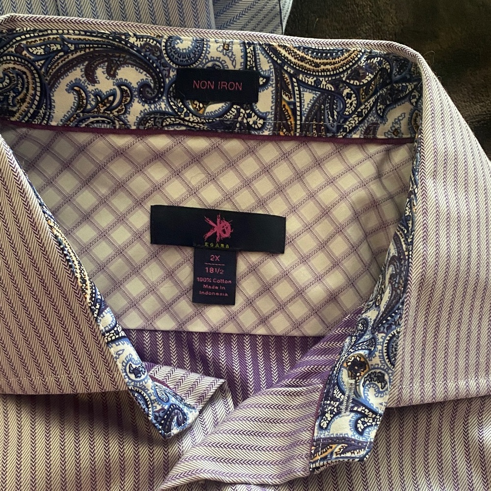 Purple Striped Men's Shirt 18 1/2 neck 2x